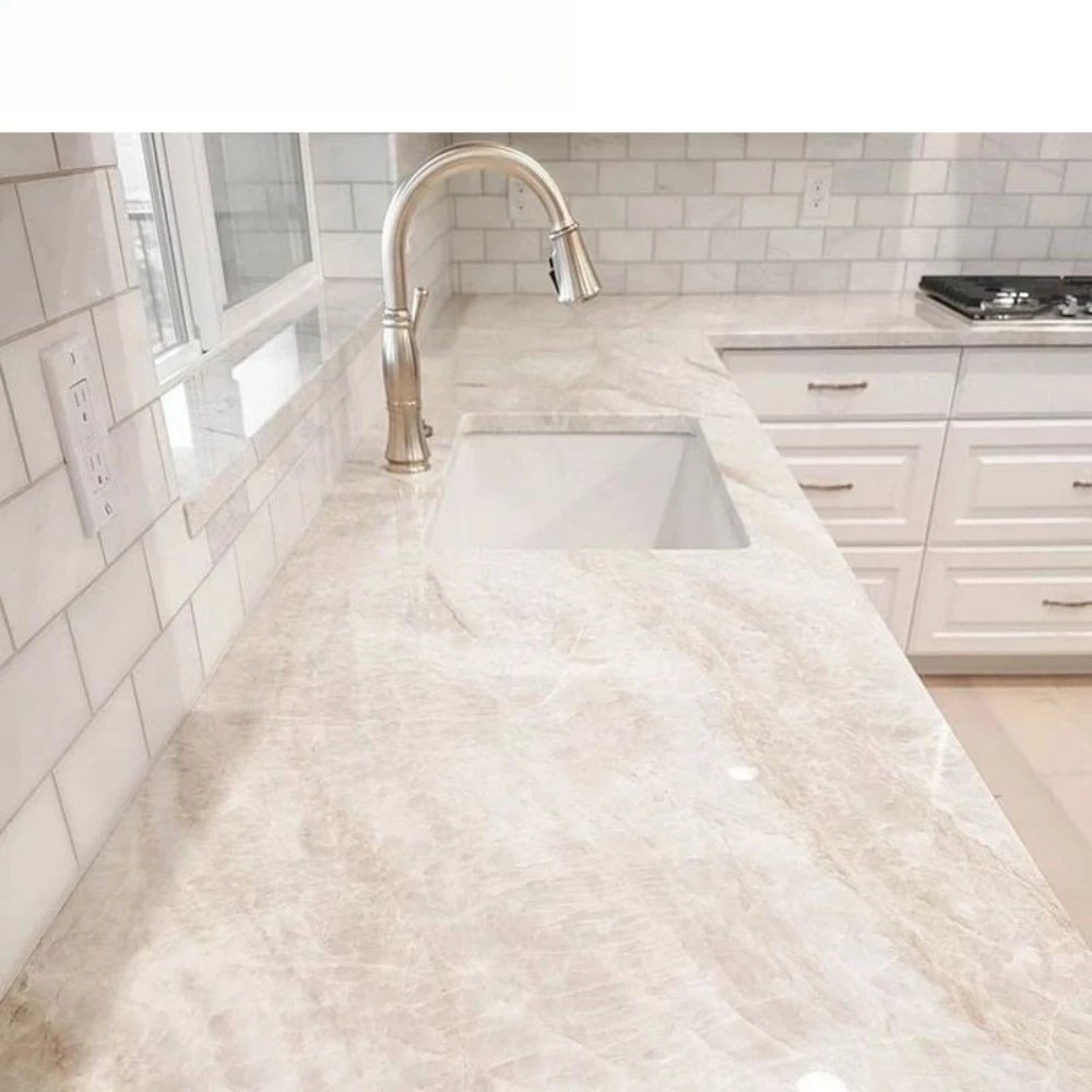 

Taj Mahal Beige Natural Marble White Stone Kitchen Sink Basin Elegant Bathroom Sink