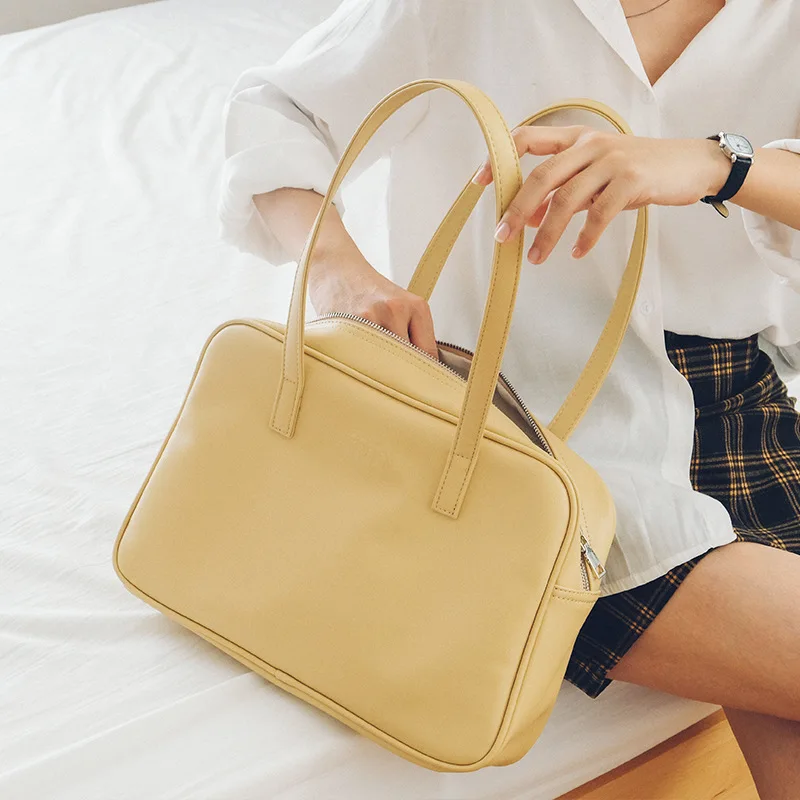 

College Style Shoulder Bag Woman's Soft Leather Tote Bags Simple and Versatile Fashion Travel High-capacity Commuting Bag