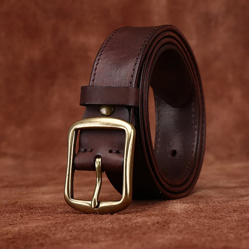 Vintage handmade distressed leather top layer cow belt men's fashion casual personality trend men's trouser belt