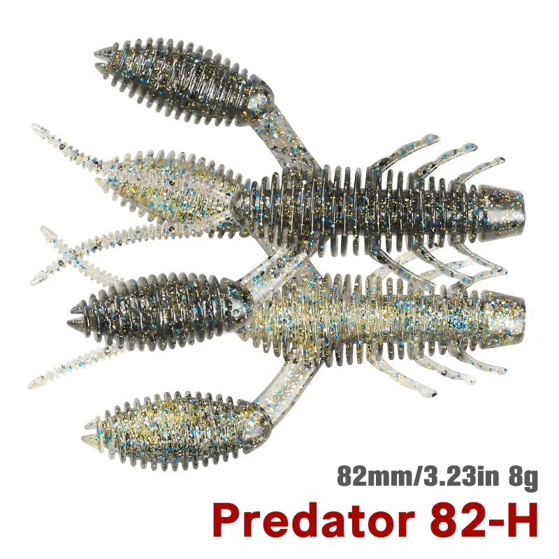 TSURINOYA Bellows Claw Worm Aas PREDATOR 3.23in 6 stuks Genereert Golfactie Garnaal Zachte Aas Baars Snoek Vis Aas