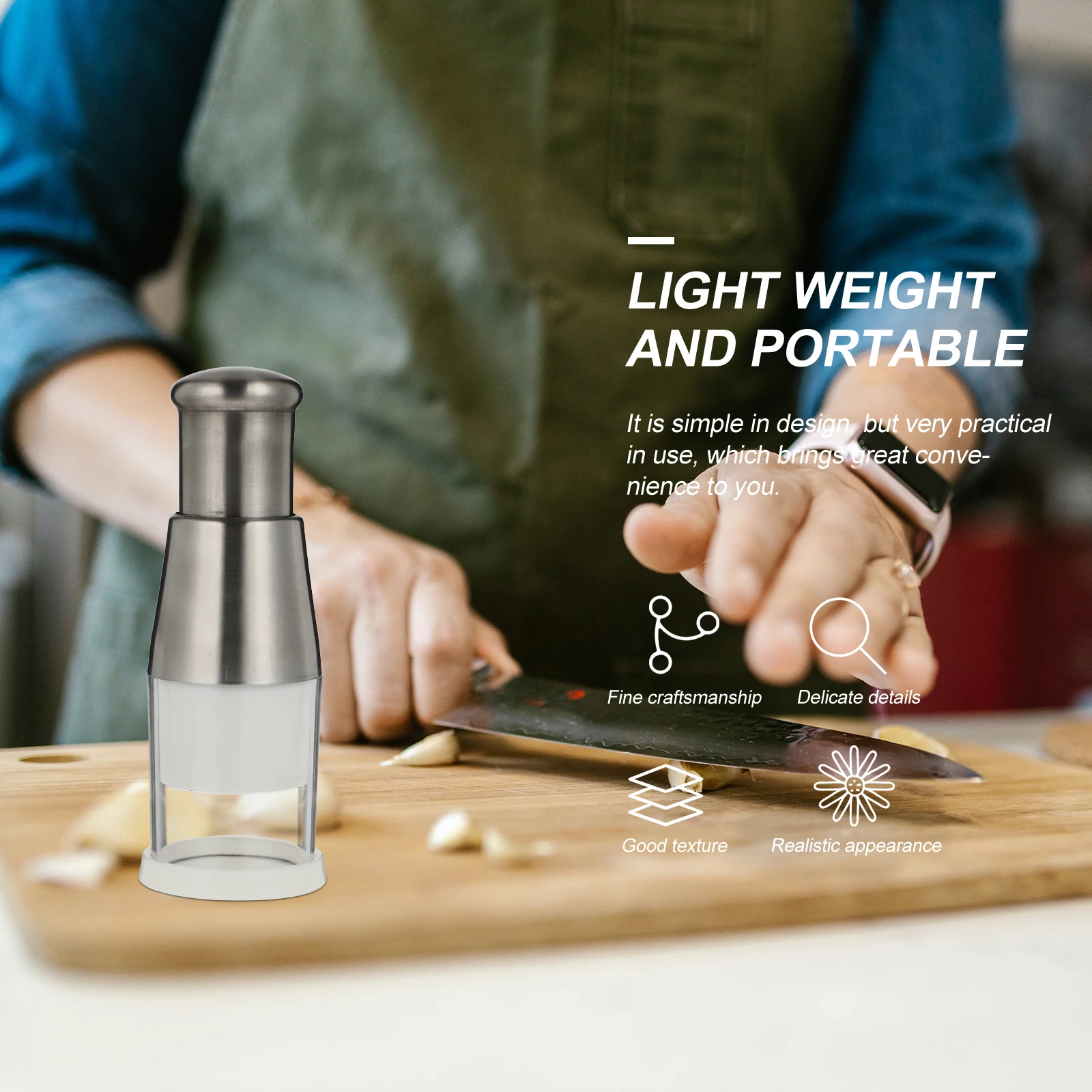 

Hand Press Vegetable Garlic Mincer Tools Machine Stainless Steel Portable Kitchen Gadget Veggie Tool