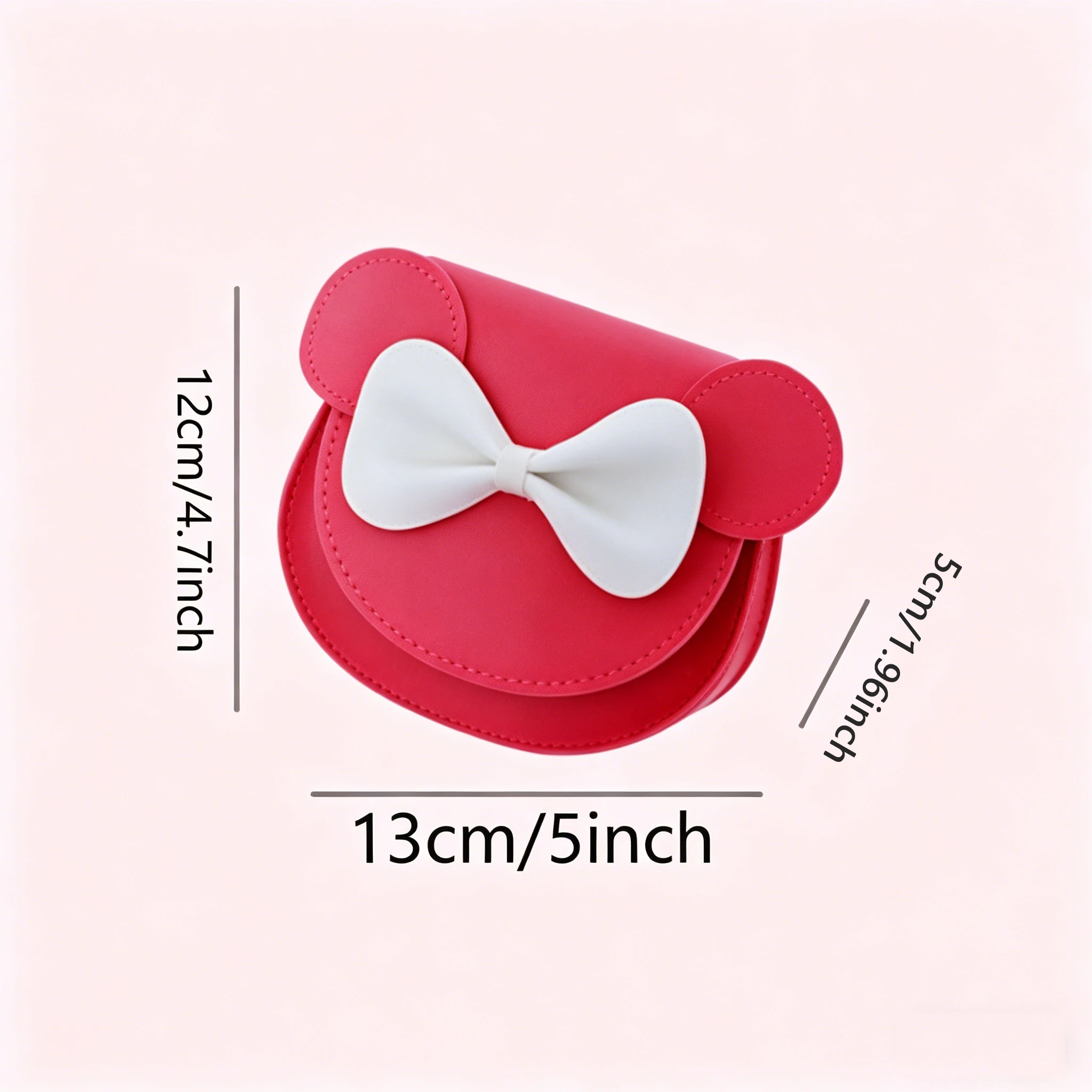 Mini bolsa de ombro elegante, bolsa rígida com orelhas de rato e laço, adequada para meninas, linda princesa K