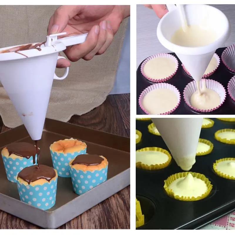 Hand-Hold ช่องทางช็อกโกแลตลูกอมขนมแม่พิมพ์ Pastry Cream Biscuit Cupcake Pancake Maker เบเกอรี่ Supply