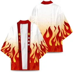 Japanese Kimono Men & Women Anime Cosplay Costumes Flame Symbol Teens Cardigan Cloak Hanbok Pajamas 2024 New Traditional Clothes