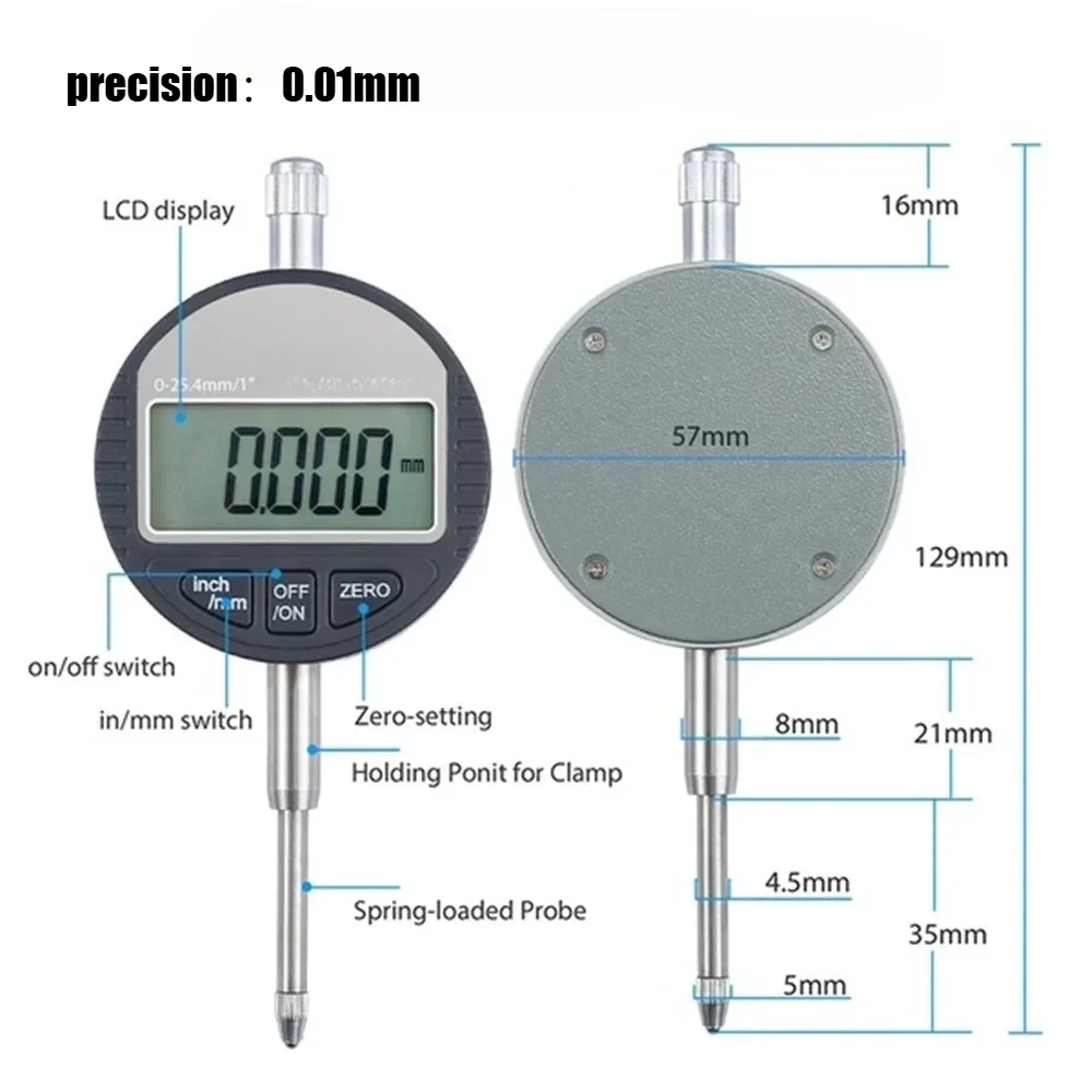 QIYI Digital Probe Indicator Dial Test Gauge Measuring Range 0.01-12.7mm Dial Test Indicators Electronic Indicator Gauge Test