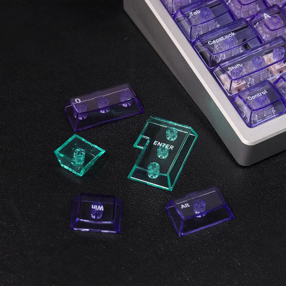 Imagem -05 - Transparência Roxo Keycaps 156 Chaves Conjunto Completo Altura Cereja Pbt Sublimação Térmica 61 87 98 104 108 Teclado Mecânico