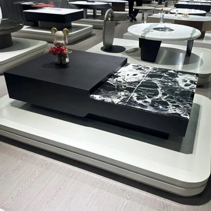 Black super crystal stone small apartment living room household marble coffee table