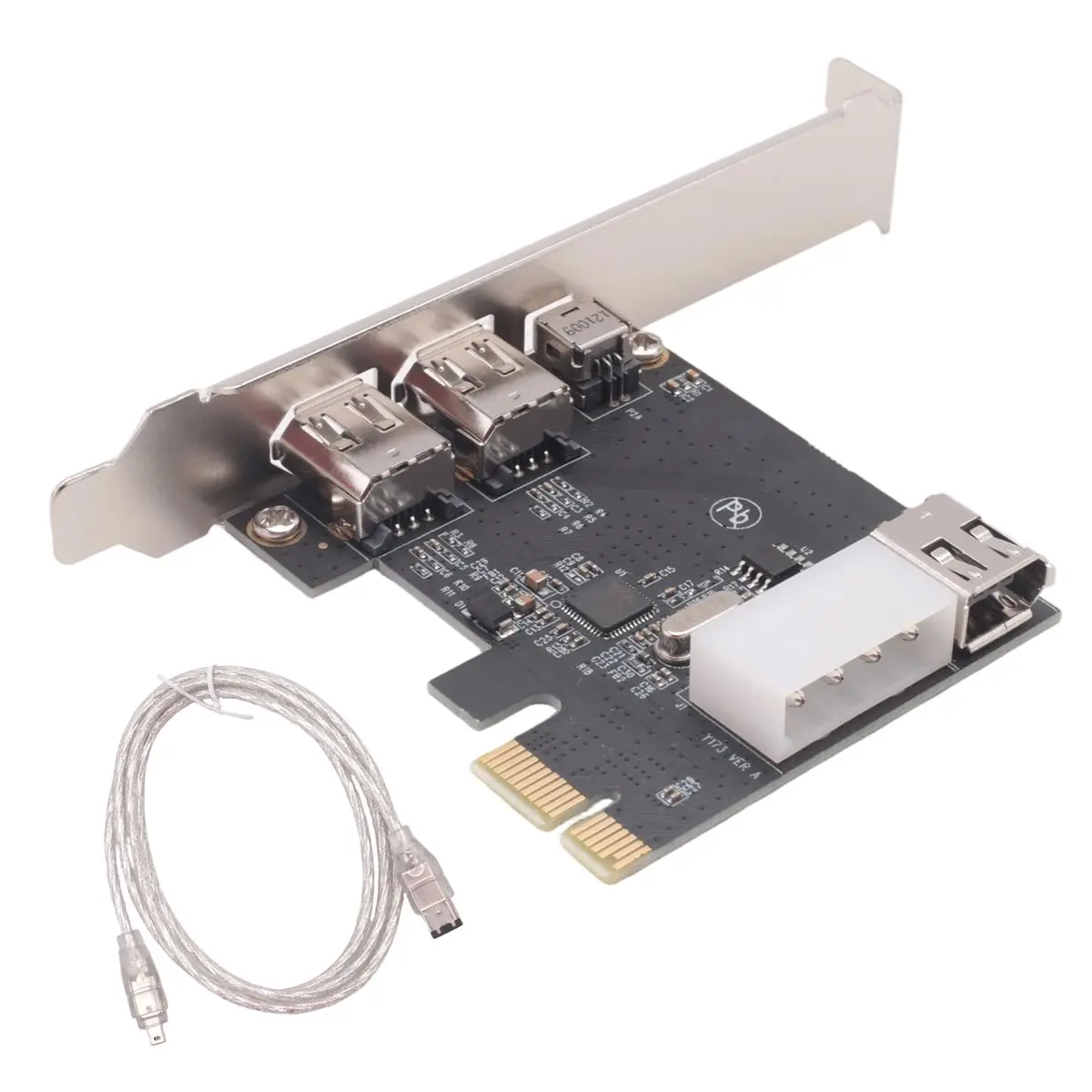 A14M PCI-E 1X 1394 4 Port DV HD Video Capture Card Firewire Card 800/400/200/100Mbps Supports Hot-Swapping for Desktop