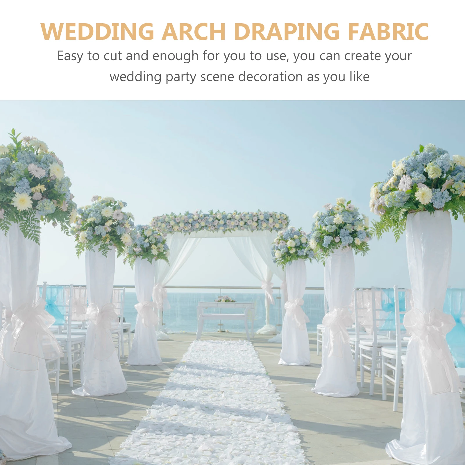 

3 Bags Wedding Decoration Arch Valance Tulle Fabric White Crystal Yarn Elegant Simple Wedding Party Arrangements Premium