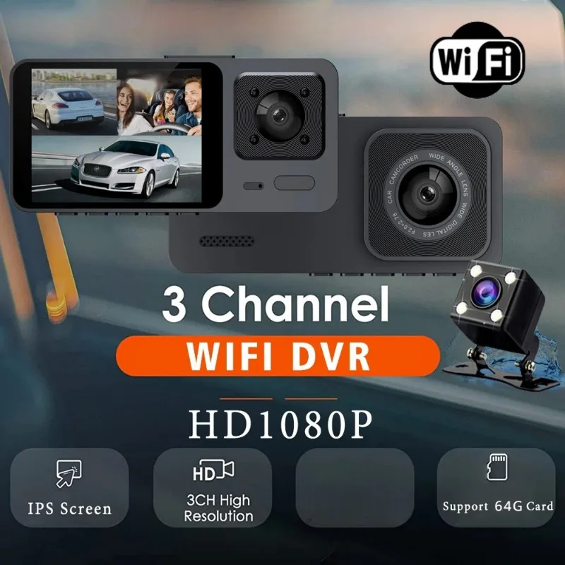 

Видеорегистратор в черном корпусе с поддержкой Wi-Fi, USB 1080P