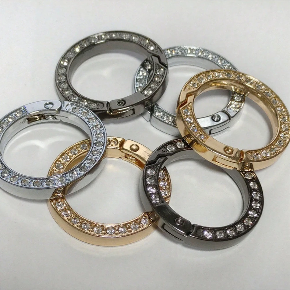 Feder O-Ring Schnalle Clips, Legierung Trigger Feder Karabinerhaken Glänzender Strass Schlüsselanhänger, Kreatives DIY Schlüsselanhänger Zubehör – Detail 6