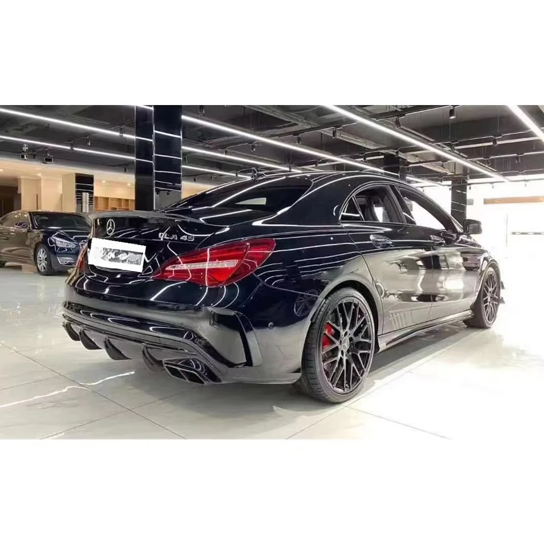 Suitable for Benz CLA W117 2014-2019 Upgrade to CLA45 AMG Model with Front and Rear Bumper and Grille and Side Skirt 6