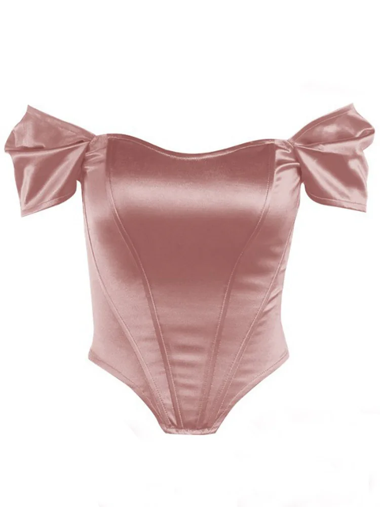 Fashion Sexy Top T Shirt Tshirts New Fish Bone Trouser Tube Top Women's Solid Color One-shoulder Top For Women In Summer 2025