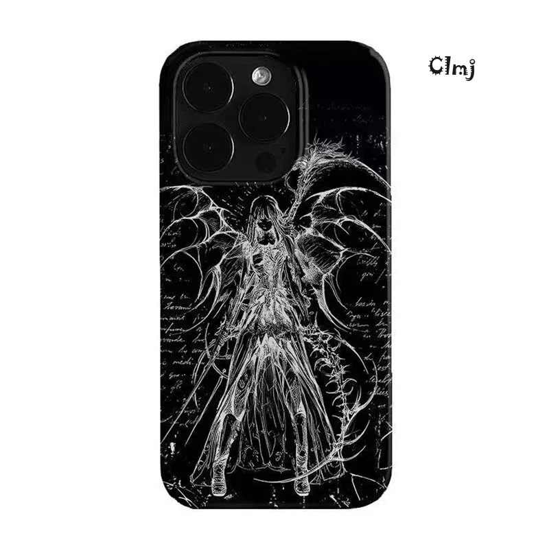 Clmj Cool Punk Angel Phone Case For iPhone 11 13 Mini 12 14 Pro Max 15 Plus XR X XS 7 8 Se 2020 Silicone Phone Cover iPhone Case