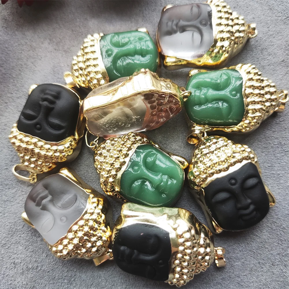 Smiling Buddha Head Pendant, Religious Buddhism Charm,Crystal Buddha, Buddha Amulet Lucky Necklace Making