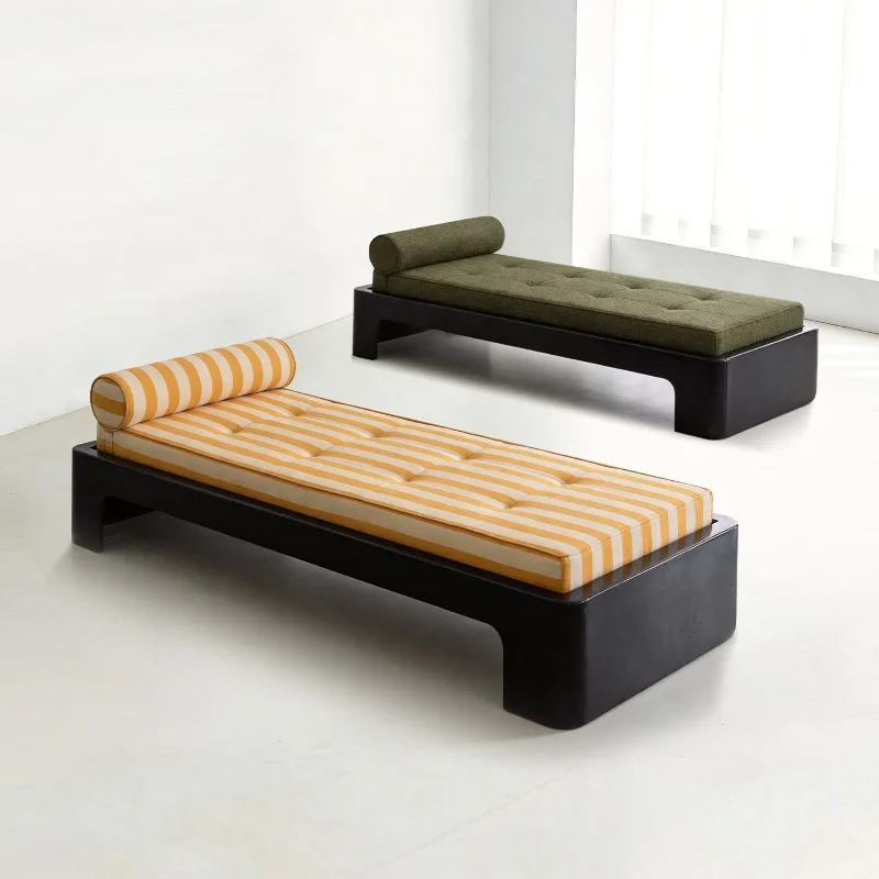 Medieval living room solid wood sofa stool, entrance pull mouth shoe change stool designer retro bench chaise longue