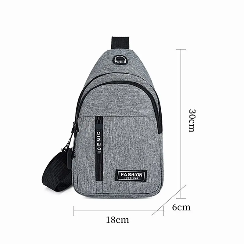 Men\'s Bag Solid Color Men\'s Chest Bag Outdoor Casual Fashionable Small Satchel Canvas Handbag Zipper Messenger Fashion Bags