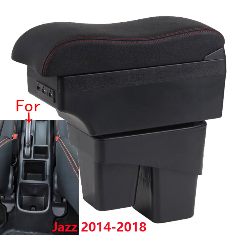 

For Honda Jazz Armrest box For Honda WR-V Fit Jazz 3 Car Armrest Simple installation Storage box Dedicated 2014-2020 leather