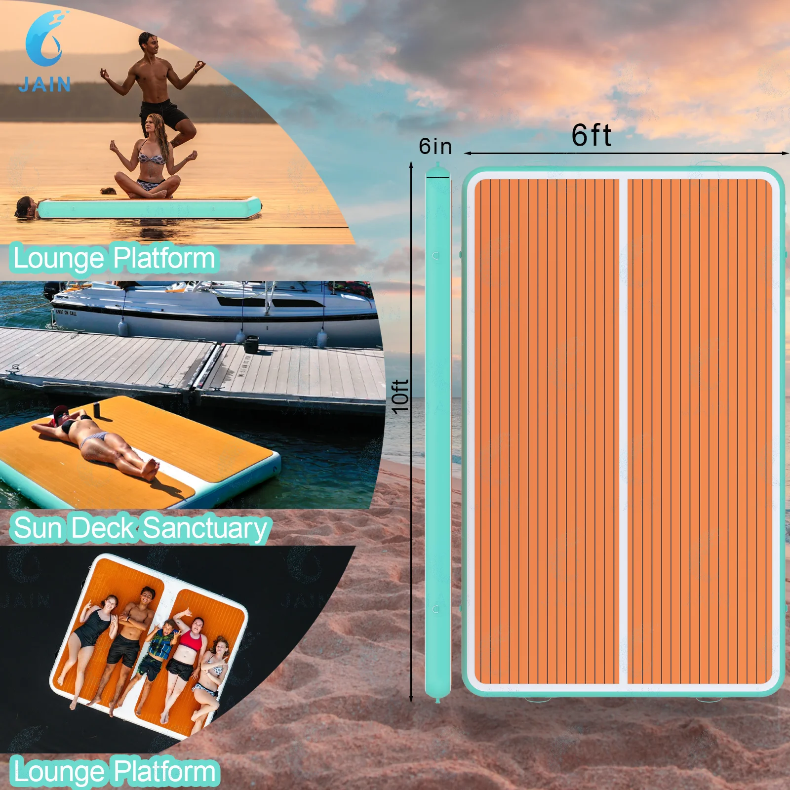 

Inflatable Dock Floating Platform Inflatable Swimming Fishing Dock Drop Swimming Platform Inflatable Sea Pool for Yacht Boats