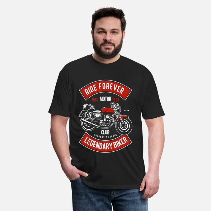 

Ride forever Retro Cafe Racer Gift T-Shirt for Racing bikers 100% cotton printed Motorcycle Graphic clothes All size Tops S-6XL