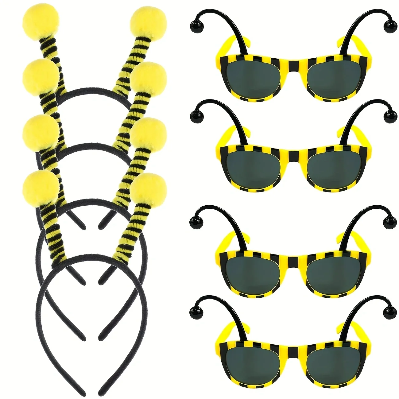 8-teiliges Set an Zubehör für ein Bienen-Rollenspielkostüm – Set aus Bienenantennen-Stirnband und Brille, Damen-Bienen-Tentakel-Stirnband – Detail 4