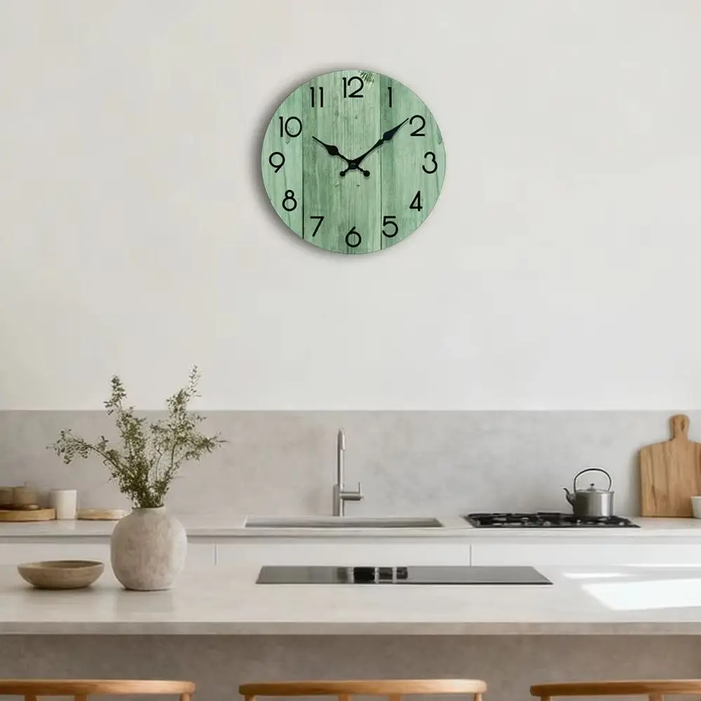 

Modern Wooden Wall Clock Imitation of Bamboo Living Room Bedroom Non Ticking Clock Stylish Gift for Home Interior Accessories