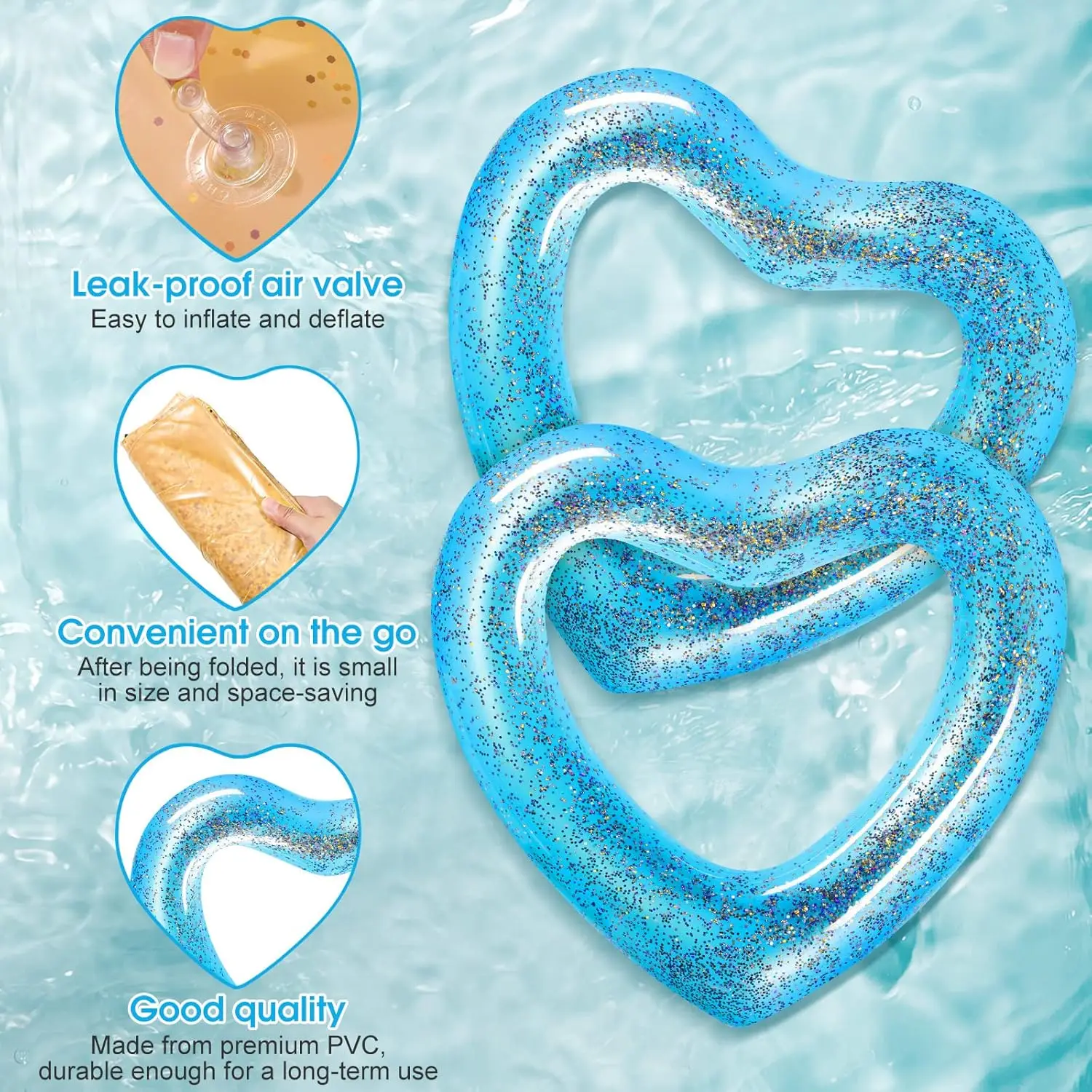 2 uds flotadores de piscina con forma de corazón anillos de natación inflables 47,3x39,4 pulgadas flotadores de despedida de soltera tubo de tumbonas de natación en forma de corazón para Adu