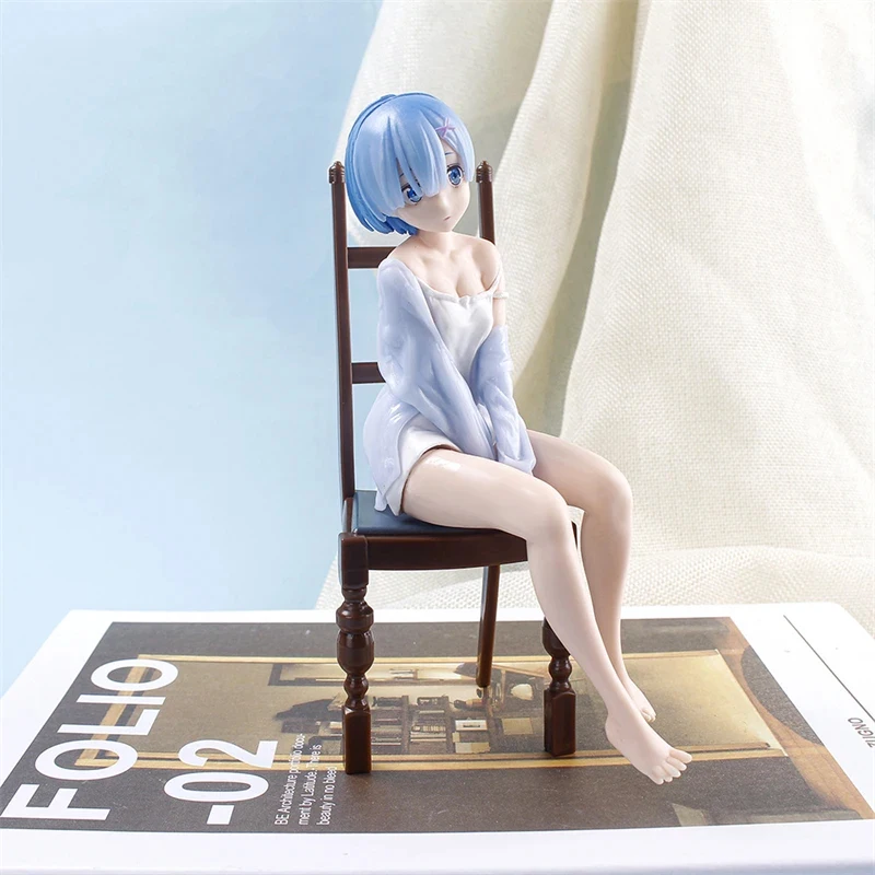 17cm Re Zero Rem Figure Sitting Chair PVC Anime Model For Collectible Desk Decoration Gift view 3