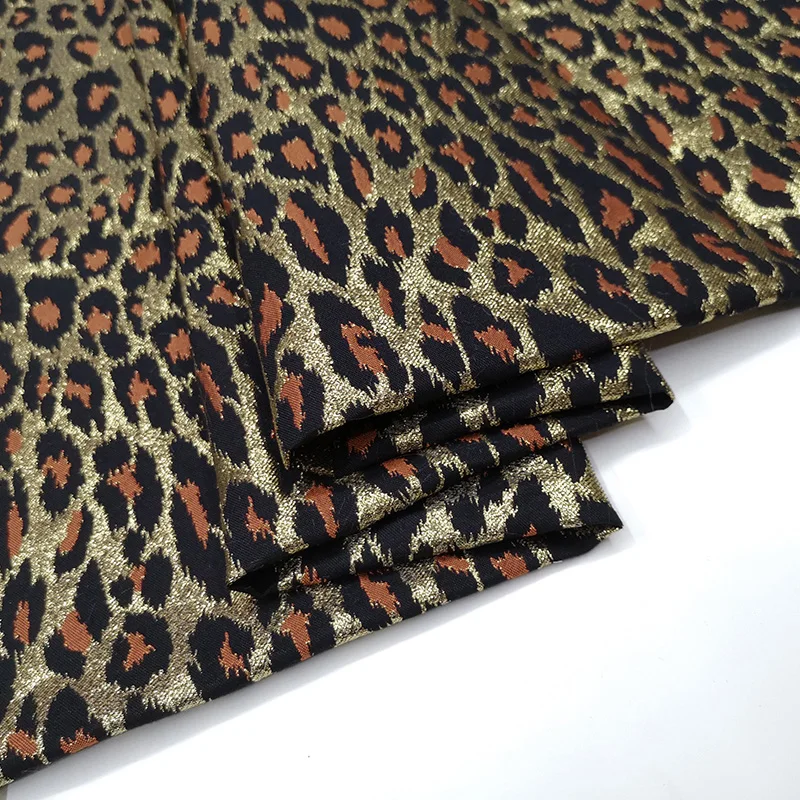 Jacquard Yarn-dyed Fabric European Brand Fashion Leopard Print Design for Dress Trench Coat Autumn Winter by the Meter for Sew