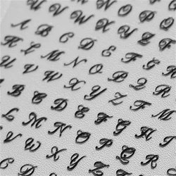 1pcs 5D Retro Black English Nail Art Charms White Letter Self Adhesive Slider Press on Nails Decorations Decals Accessories DIY