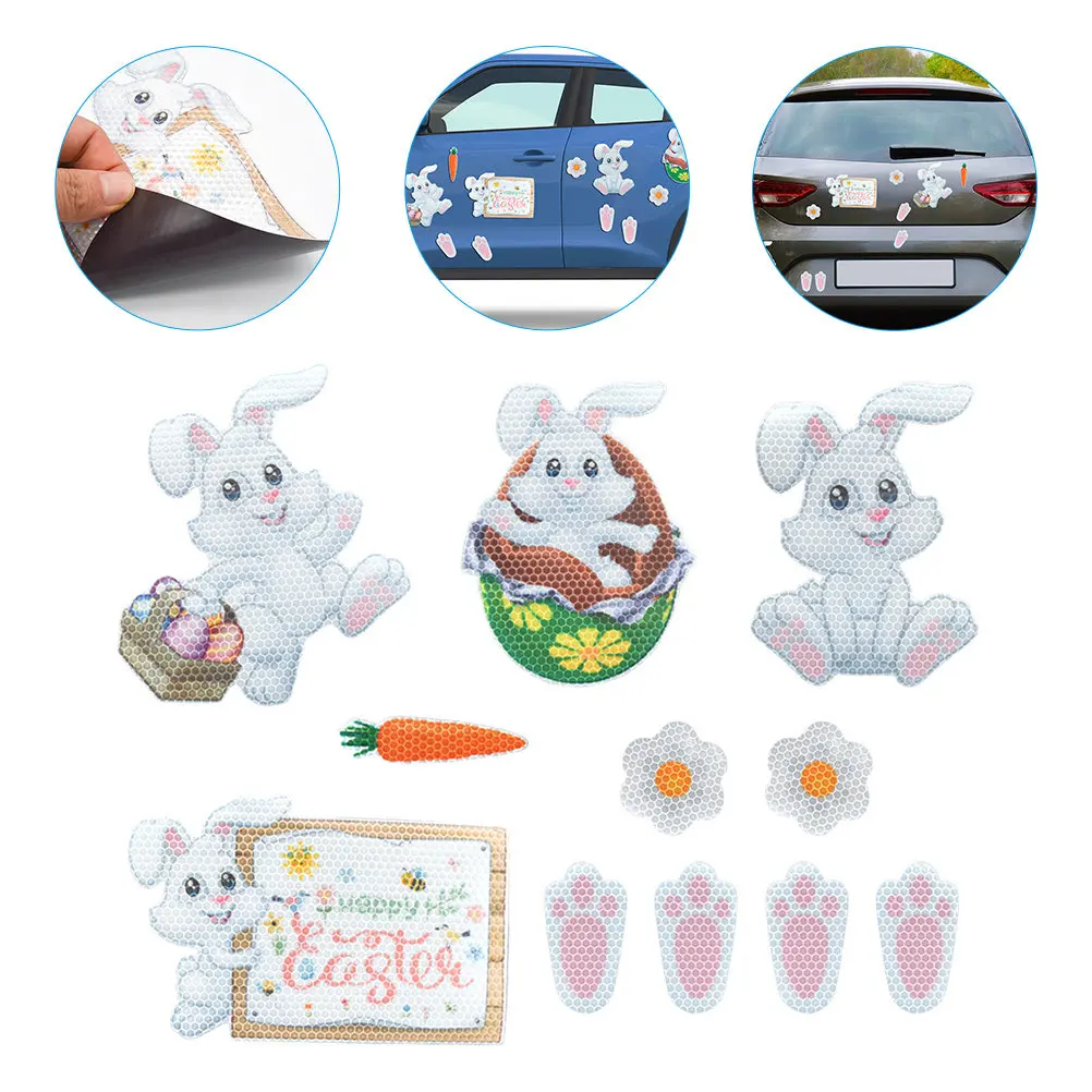 

11Pcs Easter Car Magnets Reflective Bunny Carrot Magnet Stickers Party Decoration Refrigerator Garage DIY Decorative Magnet