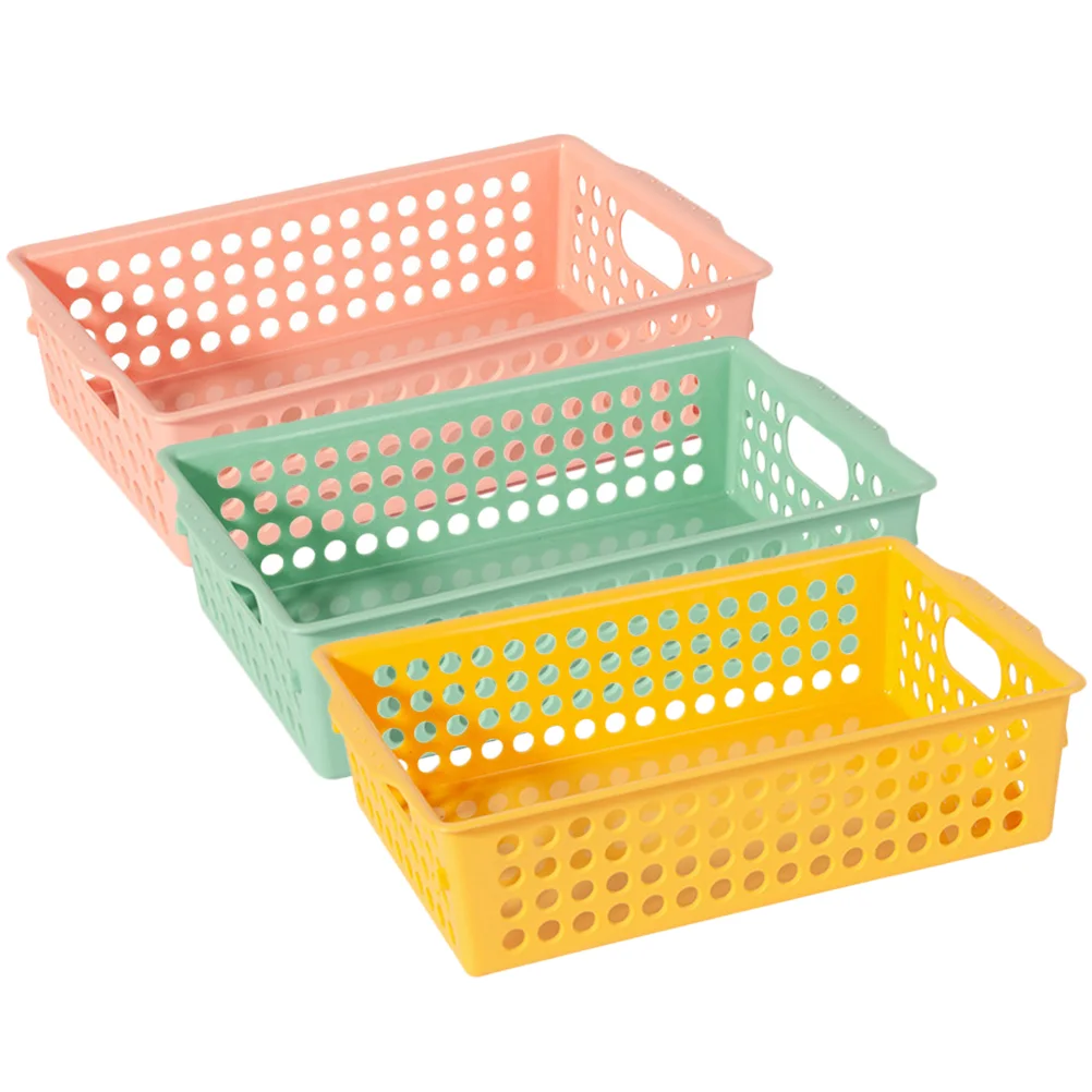 

3 Pcs Basket for Organizing Plastic Storage Small Hollow Baskets Bins Draining Shelves