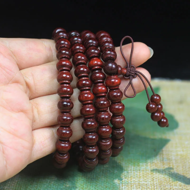 Factory Wholesale African Pterocarpus Santalinus Creative Lantern Bead Beads Bracelet Zambia Red Sandalwood Wooden Bracelet Rosa