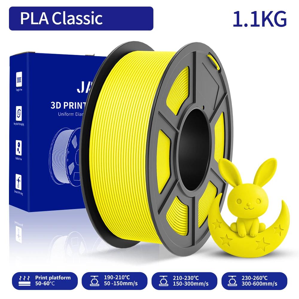 JAYO 3D PLA Classic Druckerfilament 1,75 mm (Hochgeschwindigkeits-Matt-PLA) 1,1 kg/Rolle 3D-Filament ordentlich gewickelt mit Matt-Effekt für 3D FDM
