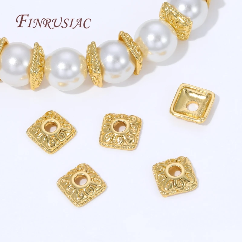 10/20 Stück 18K vergoldete Messing-Perlenkappen, Blumen-Perlenkappen für Schmuckherstellung, DIY-Halsketten- und Armband-Zubehör – Detail 23