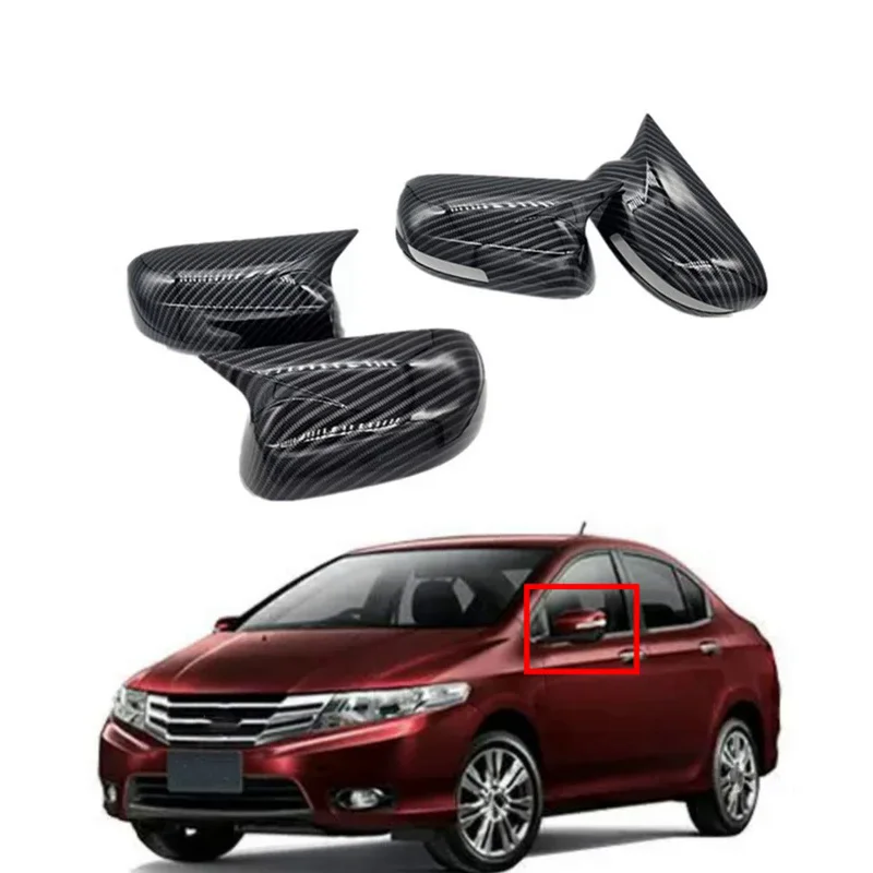 

Car Rearview Side Mirror Cover Fit For Honda City 2009-2013 Wing Cap Outer Door Back View Case Trim Sticker Carbon Fiber Look