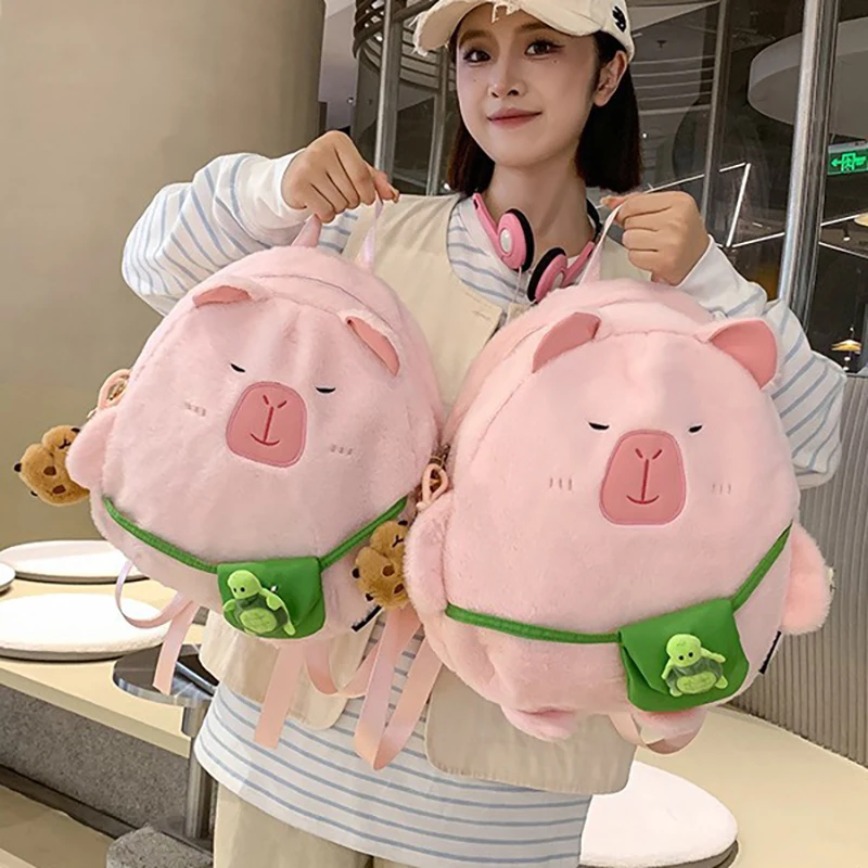 Chic Cartoon Kawaii Capybara Backpack Large Capacity Travel Backpack Cute Soft Backpack Multifunctional Children School Bag Gift