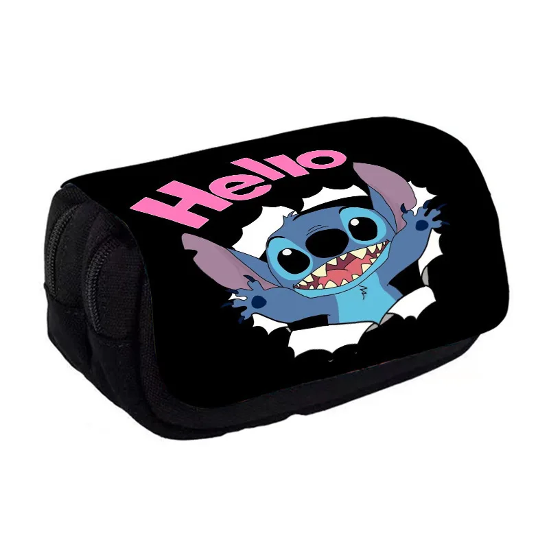 Bolsa de lápices de Anime de Disney Stitch, estuche de lápices de nailon, suministros escolares para niños, papelería de gran capacidad, regalos