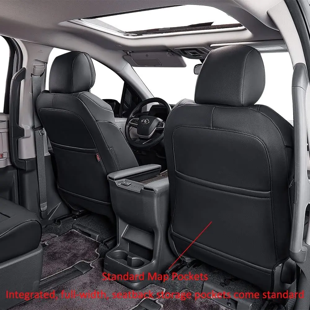 EKR Custom Fit Car Seat Covers for Toyota Sienna 2021-2026 LE XLE 8 Seats 2nd Row 4/2/4 Split Waterproof Full Set Seat Protector Seat Covers