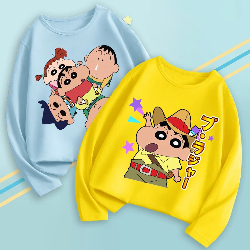 

Crayon Shin-chan Long Sleeves Cute Cartoon Tops Base Layer Shirt Boy Girl T-shirt Fashion Pullover Children Spring Clothes New