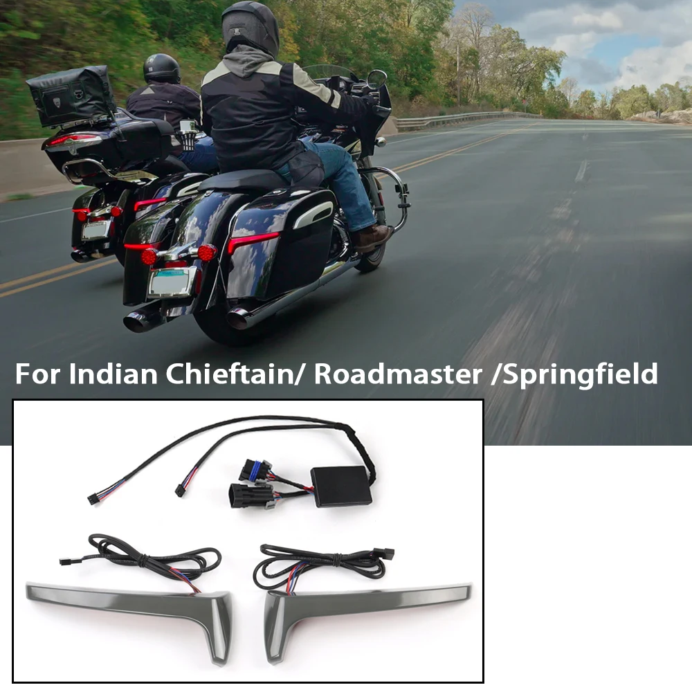 

F​or Indian Chieftain Roadmaster Springfield Dark Horse Motorcycle Tracer Rear Saddlebag LED Indicator Run Turn Brake Lights