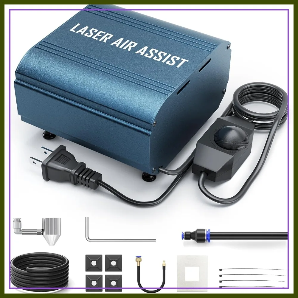 

30L/min Air Assist Pump for Laser Engravers, Adjustable Airflow, Removes Smoke & Dust, Protects Lens, Reduces Heat
