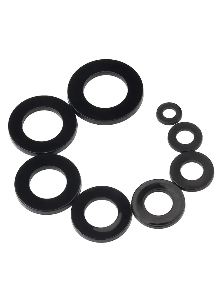50~500pcs Black Plastic Nylon Flat Washer Plane Spacer M2M2.5M3M4M5M6M8M10M12M14M16M18M20 Insulation Gasket Ring For Screw