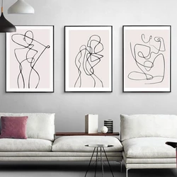 Abstract Minimalist Poster Woman Body Line Drawing Art Print Nordic Canvas Painting Wall Picture Living Room Bedroom Home Decor