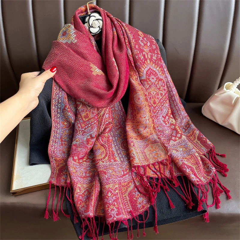 2023 luxus Dicke Kaschmir Schal Frauen Drucken Neue Wraps Pashmina Reise Poncho Warme Decke Winter Bufanda Schal Weibliche Stolen