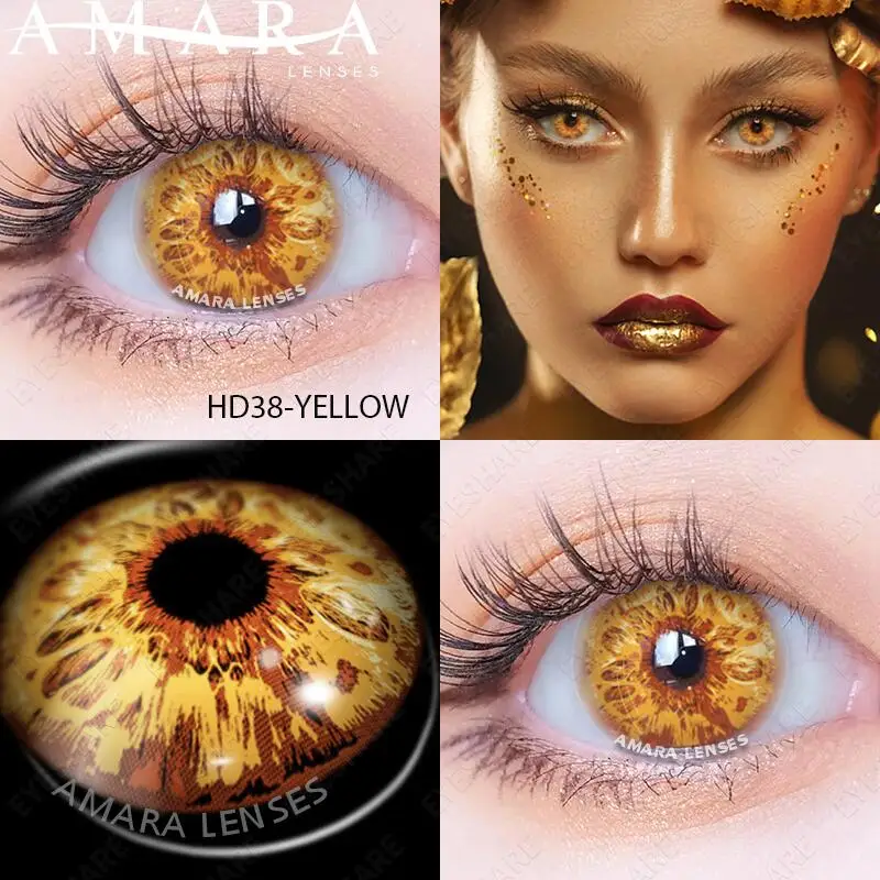 AMARA YELLOW Color Contact Lenses for Eyes Makeup Beauty Contact Lenses Eye Cosmetic Color Lens Eyes Cosplay Anime Accessories