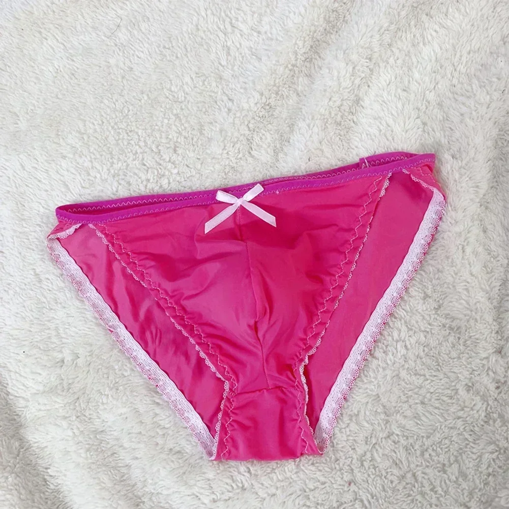 Sexy Men Ice Silk Briefs Sheer Bulge Pouch Bikini Underwear See-through Thongs Panties Seamless Underpants Solid Lingerie