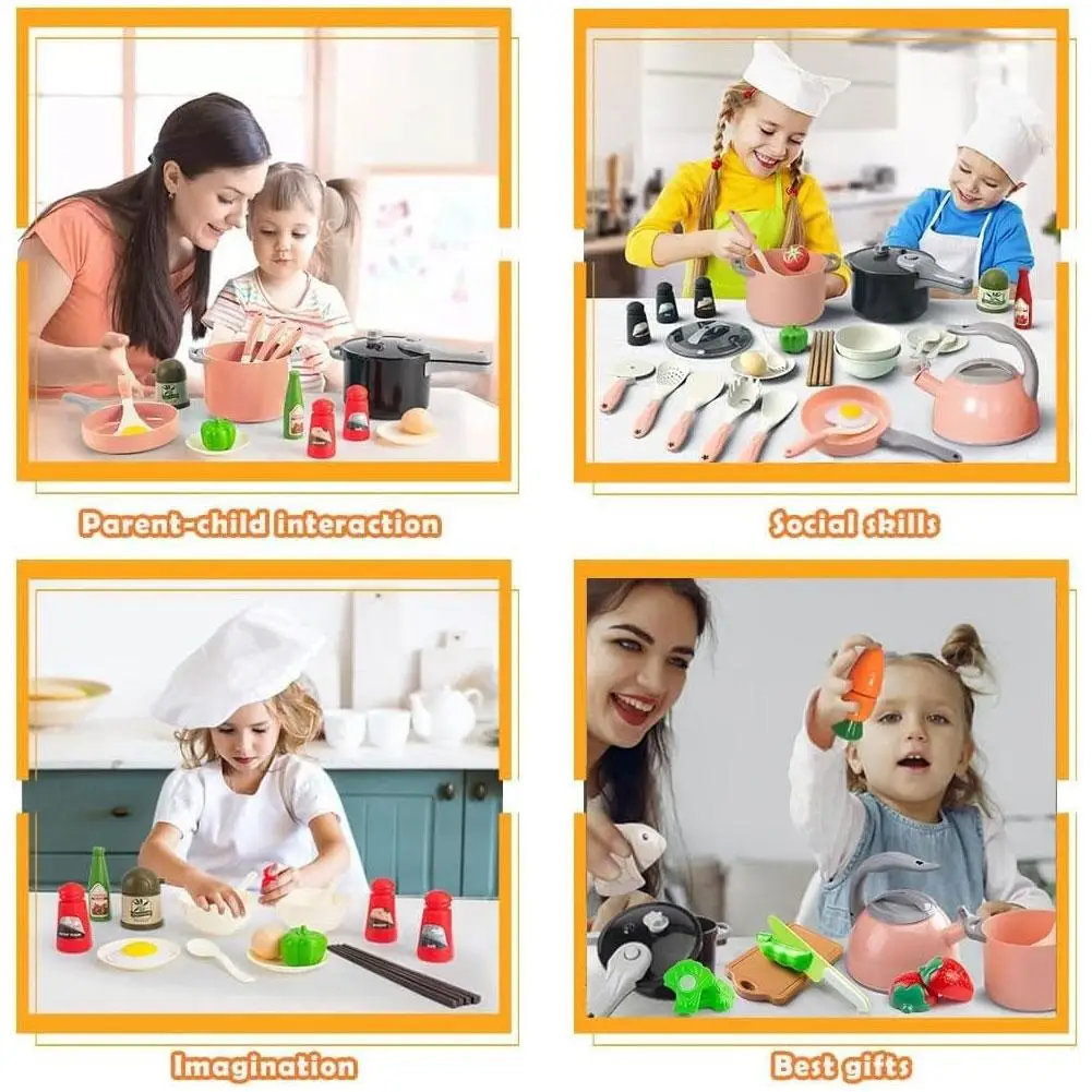 Keuken Fantasiespel Speelgoedset 28/61pcs, Gesimuleerd Koken, Fantasiespel Spelletjes, Kinderkeuken Speelgoedset Meisjes Jongen Cadeau