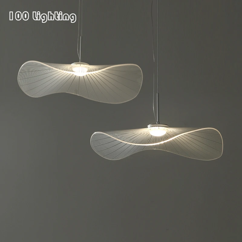 

Lotus Leaf Hat LED Pendant Lamp Round Colorful Acrylic Bar Dining Room Coffee Shop Hanging Light Fixtures Cord Adjustable