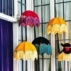 French vintage tassel cloth chandelier Color E27 Living Room Bedroom Restaurant Shop bar chandelier